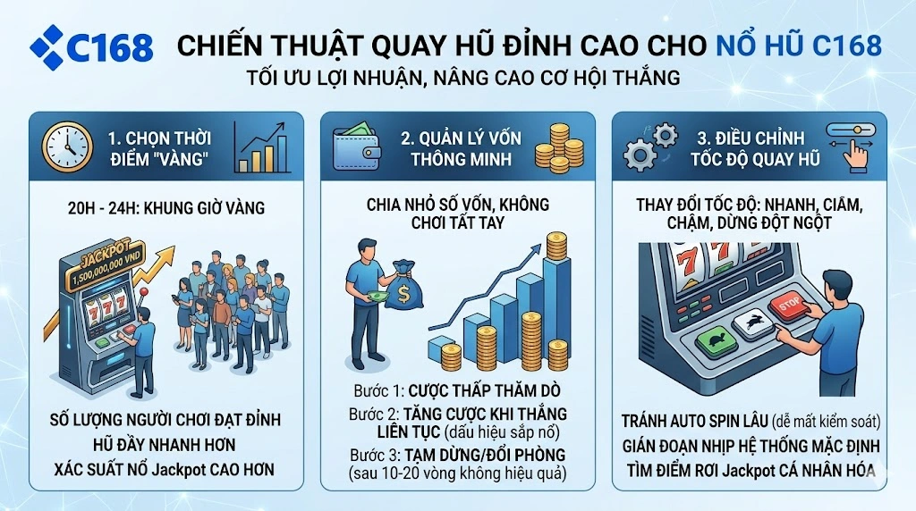chiến thuật quay hũ c168 tối ưu lợi nhuận hiệu quả